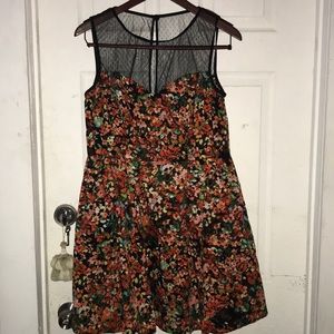 B Smart floral red and black mesh dress